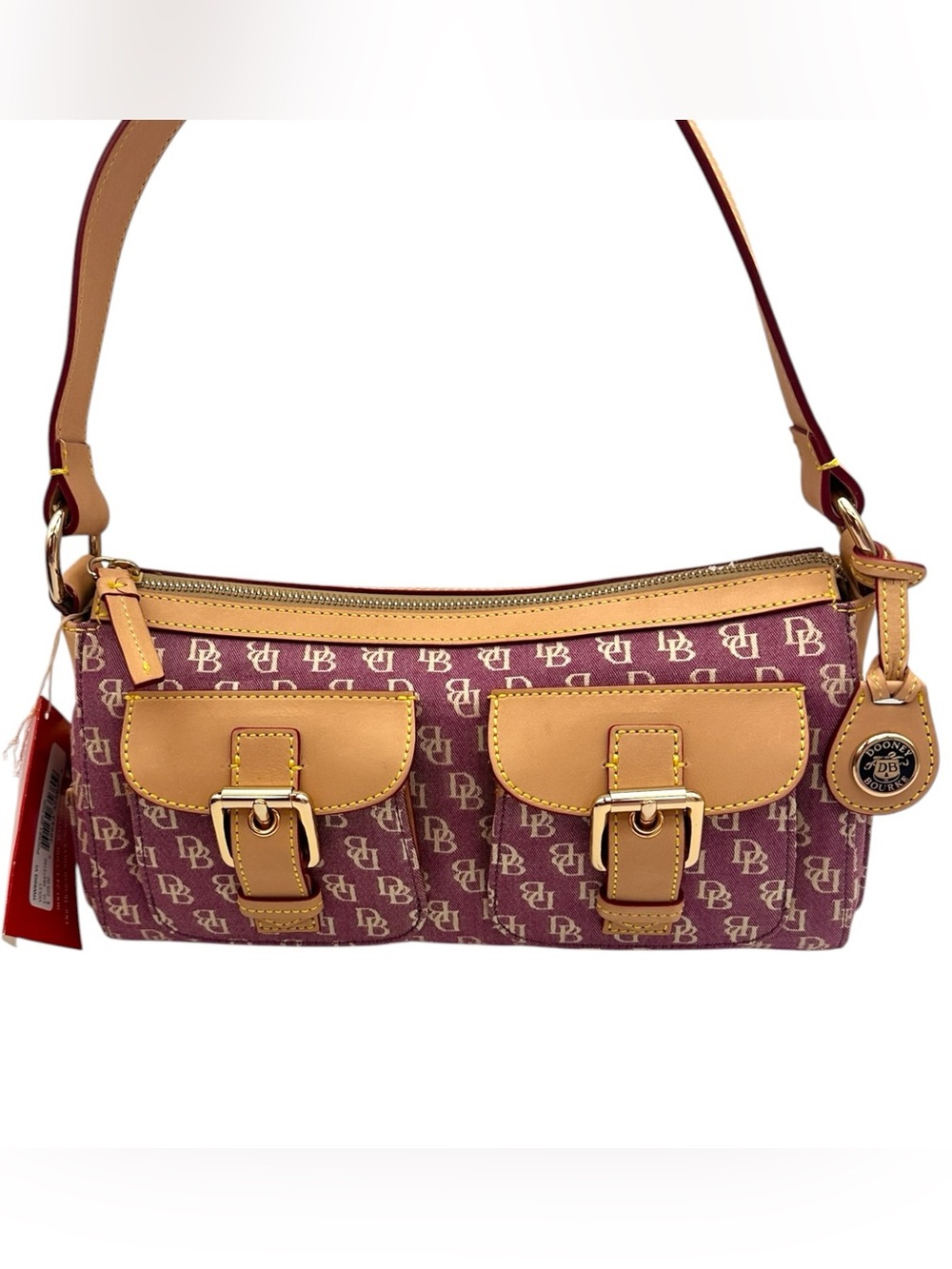 Vintage Dooney & Bourke Double Pocket Zip Top Signature Monogram Bag Violet